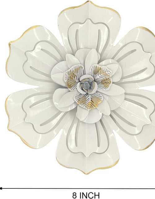 Load image into Gallery viewer, 8 Inch Large Metal Flower Wall Art Multiple Layer Home Decor for Outdoor Home Garden Porch Patio Set of 3
