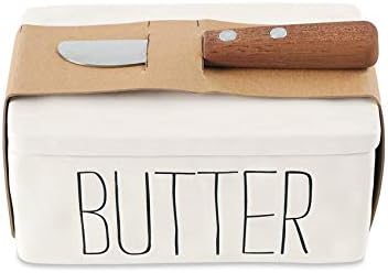Bistro Butter Dish and Spreader Set, Assembled 3" x 6" x 4", 5", White