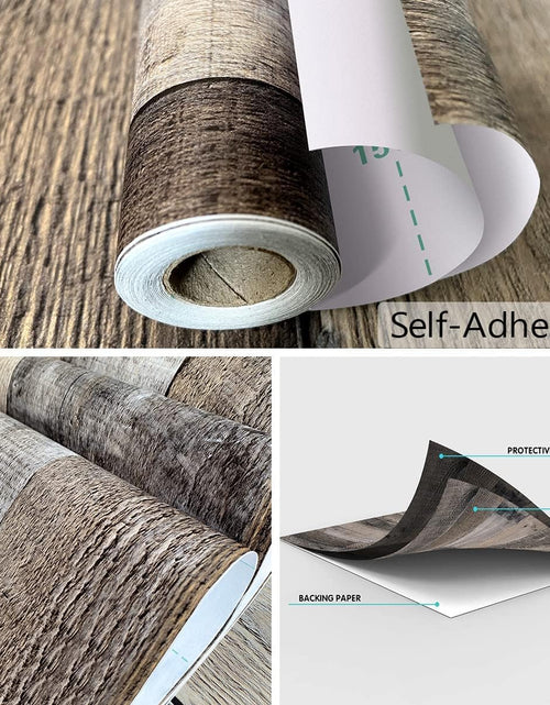 Load image into Gallery viewer, Gray Wood Peel and Stick Wallpaper Faux Wood Contact Paper 17.7inch x 118.1inch
