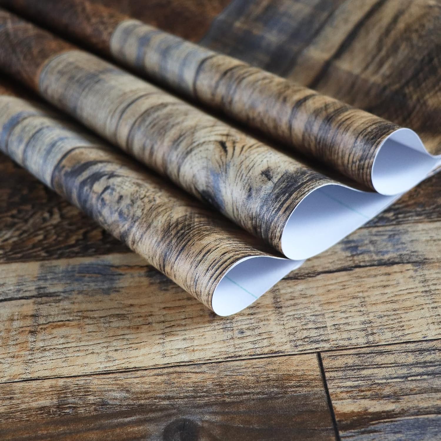 Faux Wood Wallpaper, Peel and Stick Self-Adhesive Vinyl Decorative Wallpaper Removable and Waterproof 17.7 x 787.4 Inches, Brown