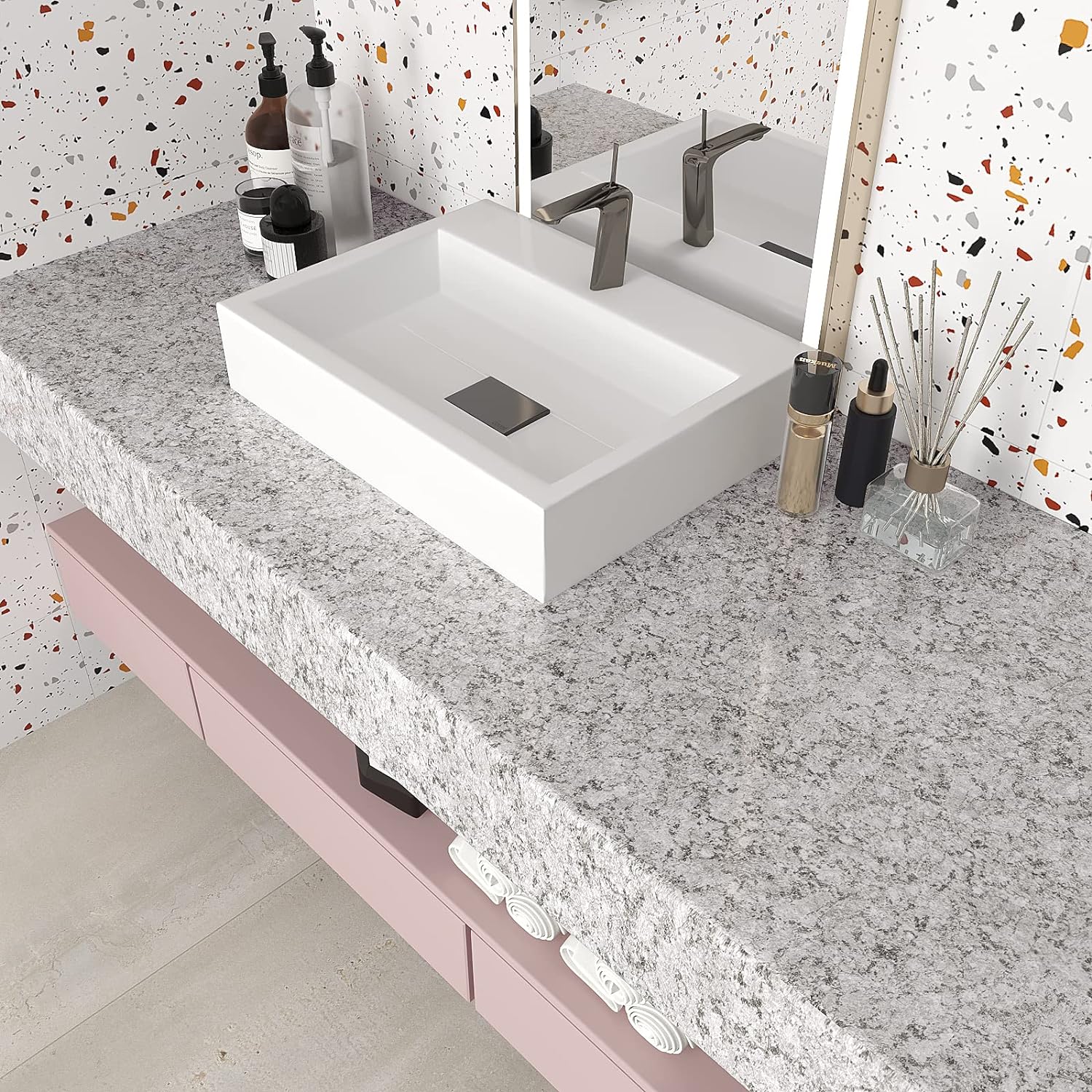 Countertops Waterproof Self Adhesive Grey Granite Wallpaper Peel and Stick, 15.7''x118'' Granite
