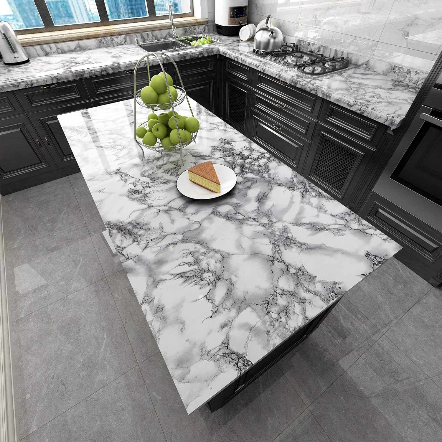 Marble Kitchen Countertop Peel and Stick Wallpaper Table Desk Furniture Counter Top Covers 15.8x78.8 in