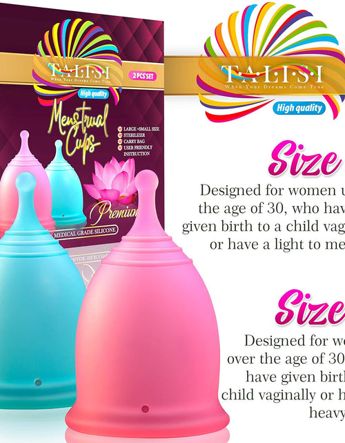 Load image into Gallery viewer, Menstrual Cups Set of 2 with Collapsible Silicone Foldable Sterilizing Cup, Large and Small, Round Steam
