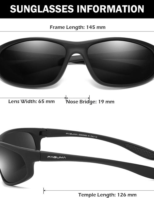 Load image into Gallery viewer, Polarized Sports Sunglasses For Men Cycling Driving Fishing 100% UV Protection (Matte Black Frame/Grey Lens)
