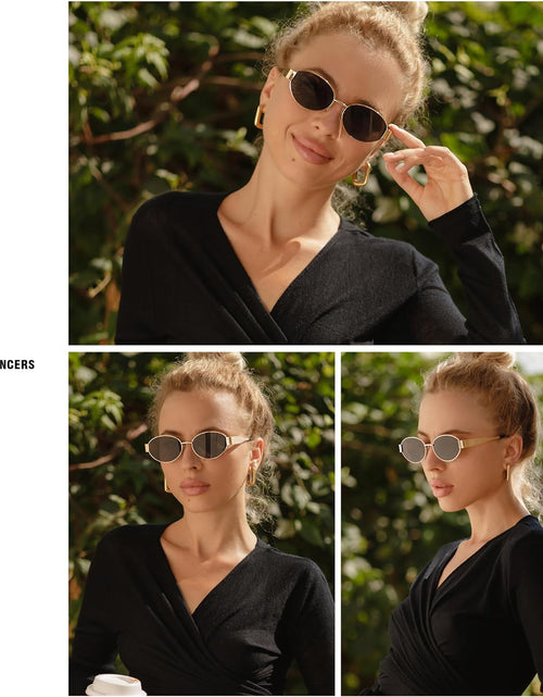 Load image into Gallery viewer, Retro Oval Sunglasses for Women Men Trendy Sun Glasses Classic Shades UV400 Protection (Gold/Grey)
