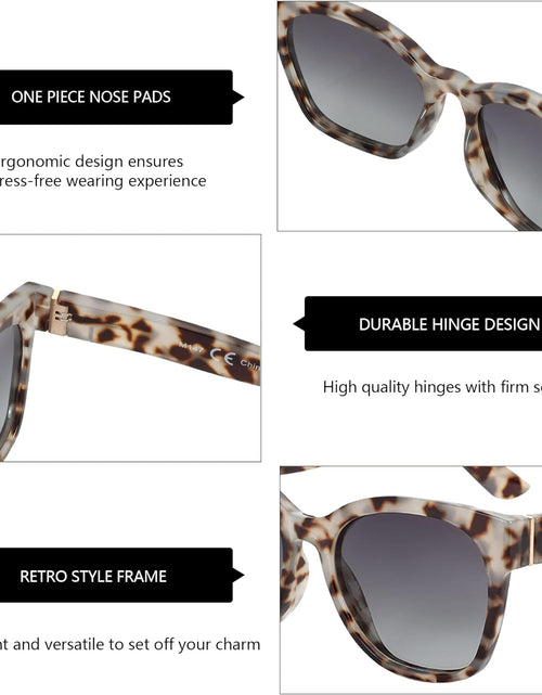 Load image into Gallery viewer, Cateye Polarized Sunglasses for Women - Oversized Sun Glasses UV400 Protection Retro Shades Designer Style (Grey Demi Frame)
