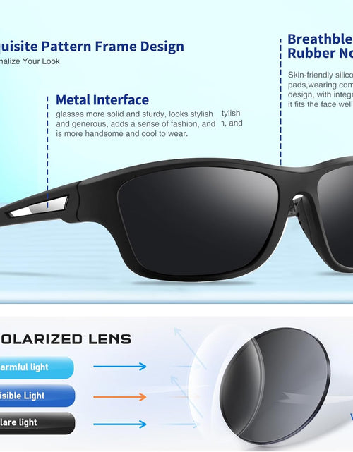 Load image into Gallery viewer, Polarized Sports Sunglasses for Men: UV400 Protection Glasses, Black
