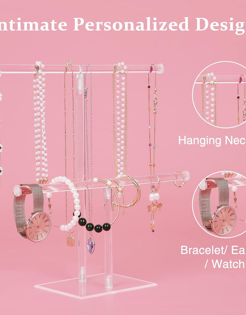 Load image into Gallery viewer, Acrylic Jewelry Stand Necklace Holder, Clear 2-Tier Tower Stand for Bangles, Necklaces, Bracelets
