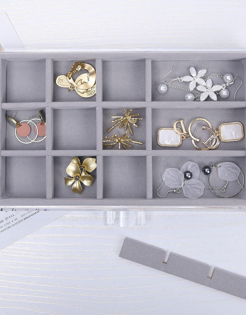 Load image into Gallery viewer, Earring Jewelry Organizer with 5 Drawers, Gift for Mom, Clear Acrylic Jewelry Box, Gray
