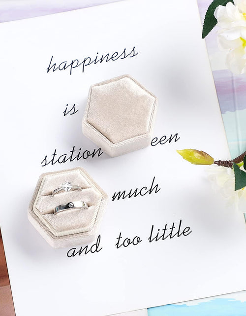 Load image into Gallery viewer, Hexagon Premium Gorgeous Vintage Double Ring Gift Box with Detachable Lid, Beige

