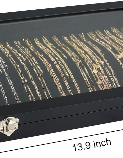 Load image into Gallery viewer, Premium 20 Hooks Necklace Display Jewelry Tray with Transparent Lid, Black
