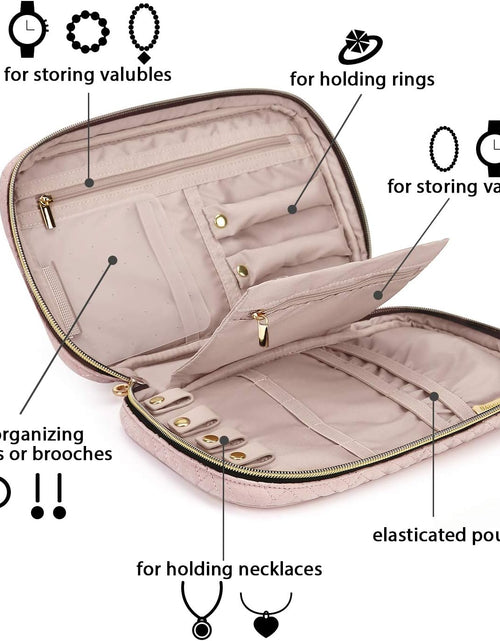 Load image into Gallery viewer, Jewelry Organizer Case Travel Storage Bag for Necklace, Earrings, Rings, Bracelet, Soft Pink, Medium
