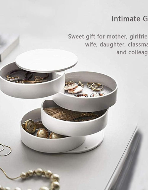 Load image into Gallery viewer, Small Jewelry Storage Box Earring Holder for Women, 5-Layer Rotating Travel Jewelry Tray Case
