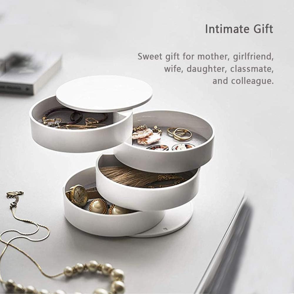 Small Jewelry Storage Box Earring Holder for Women, 5-Layer Rotating Travel Jewelry Tray Case