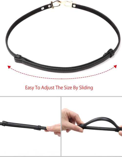 Load image into Gallery viewer, Leather Skinny Women Belt Thin Waist Belts for Dresses up to 37 Inches with Golden Buckle, 2 Pack
