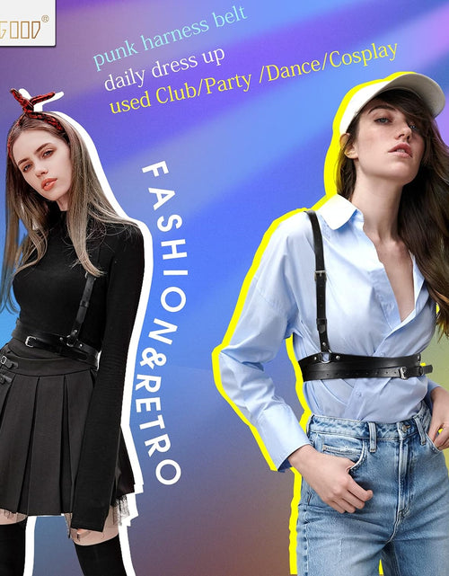 Load image into Gallery viewer, Punk Waist Belt Women PU Leather Skinny Body Adjustable Belts with Gothic Circle, Black
