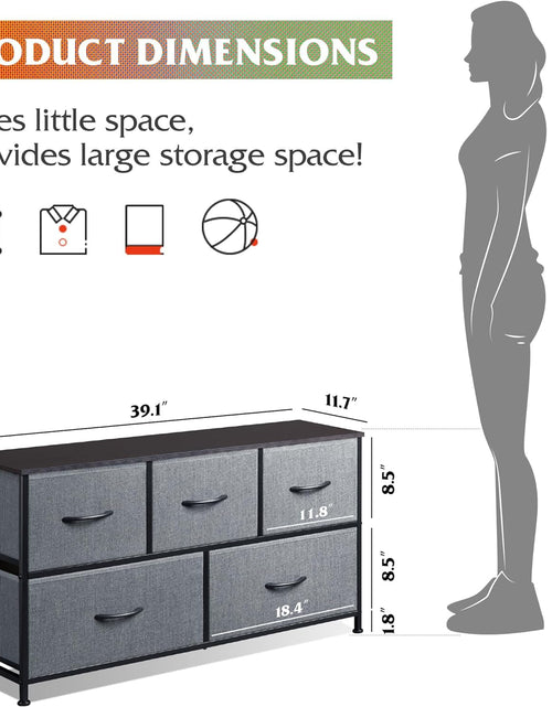 Load image into Gallery viewer, Dresser for Bedroom with 5 Drawers, Organizer Unit with Fabric Bins for Closet, Living Room, Hallway, Dark Grey
