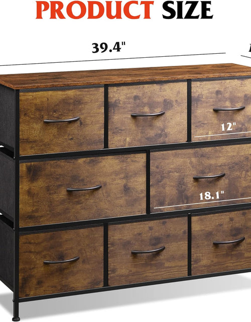 Load image into Gallery viewer, Fabric Dresser for Bedroom - Storage Drawer Unit as TV Stand for 32-43 inch TVs - Wide Dresser with 8 Large Deep Drawers
