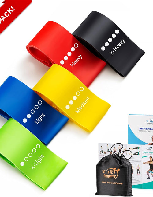 Load image into Gallery viewer, Fit Simplify Resistance Loop Exercise Bands with Instruction Guide and Carry Bag, Set of 5
