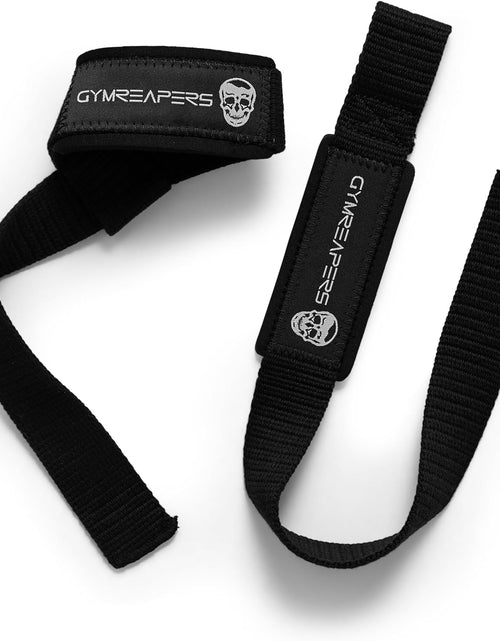Load image into Gallery viewer, Lifting Wrist Straps for Weightlifting, Bodybuilding, Padded Neoprene with 18 inch Cotton, Black
