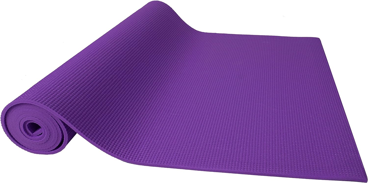 All Purpose 1/4-Inch High Density Anti-Tear Exercise Yoga Mat with Carrying Strap, Purple, Mat only