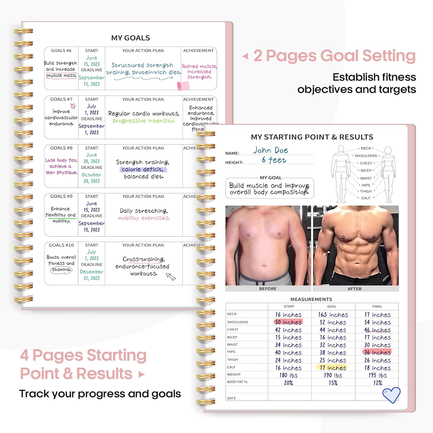 Fitness Workout Journal for Women & Men, A5(5.5" x 8.2"), Pink