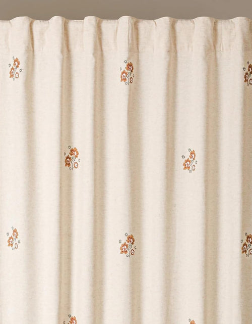 Load image into Gallery viewer, Bedding Craft Linen Curtains Drapes, Flower Print Linen Curtains, 1 Piece, Natural Brown White 50 x 84 inches)
