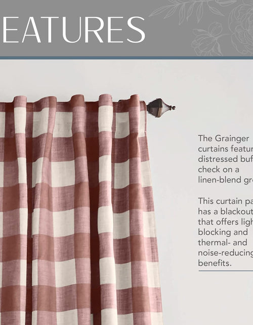Load image into Gallery viewer, Buffalo-Check Blackout Window Curtain, Living Room and Bedroom Drape with Rod Pocket Tabs, 52&quot; x 84&quot;, Red, 1 Panel
