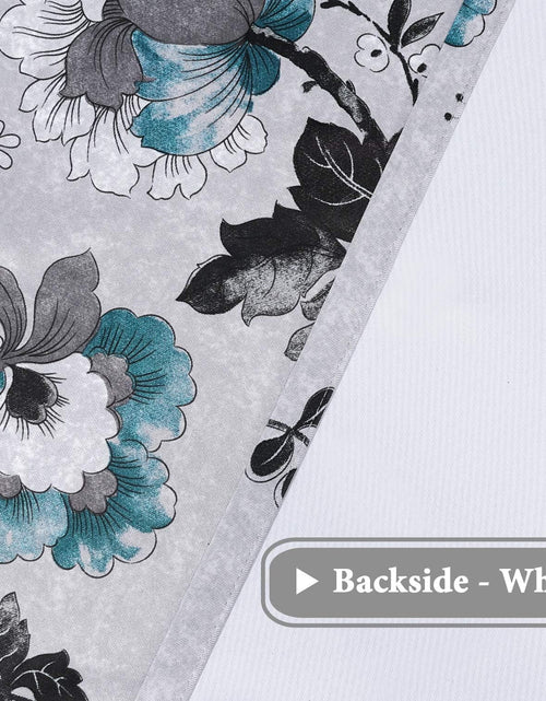 Load image into Gallery viewer, Blackout Curtains for Bedroom/Living Room Thermal Insulated Printed Curtain Drapes 63 Inches Long  (2 Panels), Vintage Floral Grey &amp; Teal
