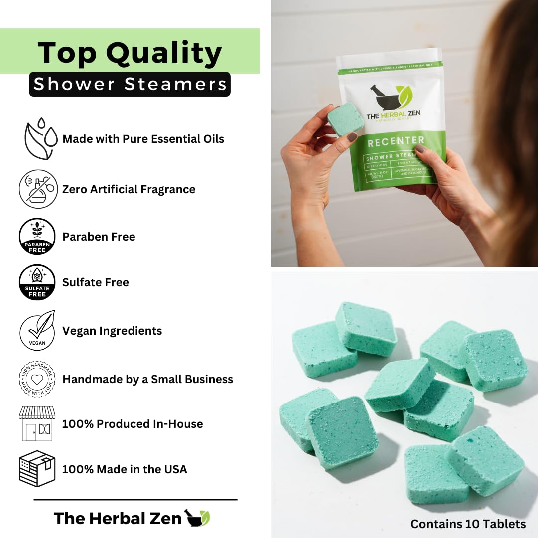 Recenter Shower Steamers Aromatherapy with Lavender and Eucalyptus Essential Oils, Bath Steamer for Women and Men