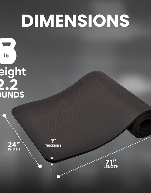 Load image into Gallery viewer, All-Purpose 1-Inch Extra Thick High Density Anti-Tear Exercise Yoga Mat with Carrying Strap, Black
