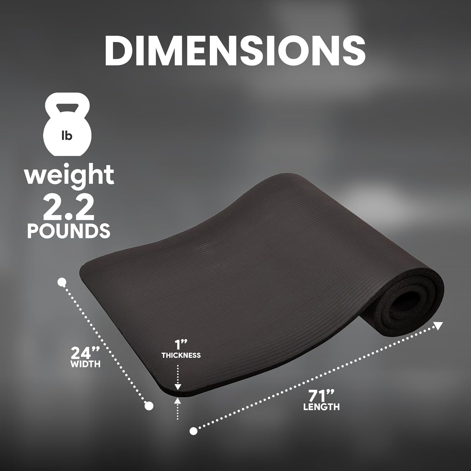 All-Purpose 1-Inch Extra Thick High Density Anti-Tear Exercise Yoga Mat with Carrying Strap, Black