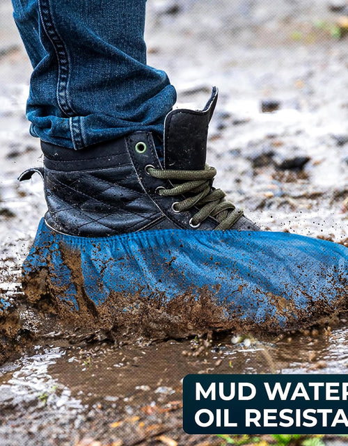 Load image into Gallery viewer, Premium Disposable Boot &amp; Shoe Covers Booties | 100 Pack | Durable, Non-Slip, Non-Toxic I Large Size Fits Most Shoes, Blue
