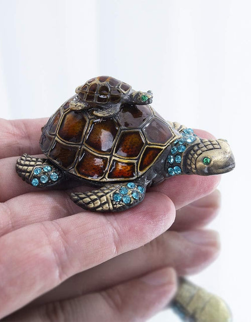 Load image into Gallery viewer, Mother and Baby Turtle Figurines Jewelry Trinket Boxes Hinged Collectible Figurines
