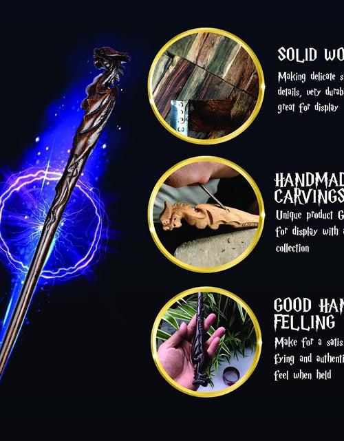 Load image into Gallery viewer, Handicraftviet Hand Carved Dragon Magic Wand, Wooden Wands for Collectible Cosplay
