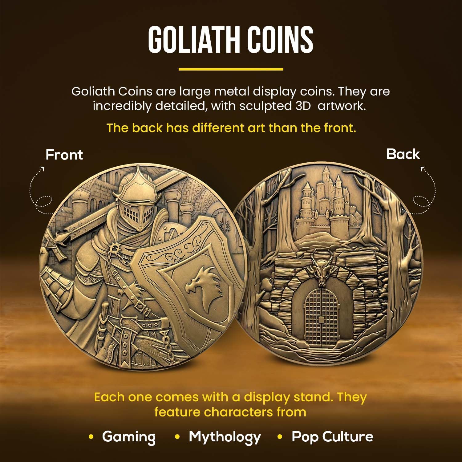 Poseidon - Large Collectible Display Coin, includes Stand, 3D Dual-Sided, 2.75", 4oz, Zinc Alloy