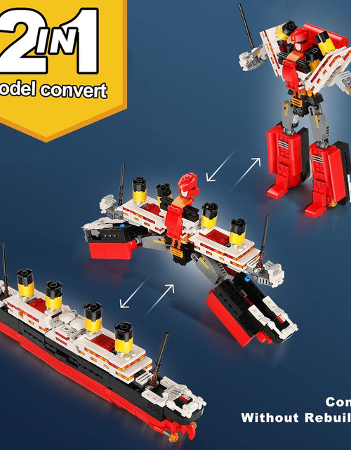 Load image into Gallery viewer, 2 in 1 Titanic Model &amp; Transform Robot Building Kit, Collectible Display Model Set
