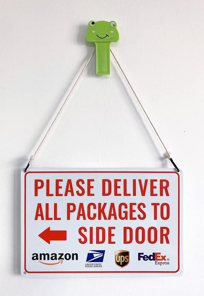 Please Deliver All Packages to Side Door Left Arrow - Bestylez Delivery Sign
