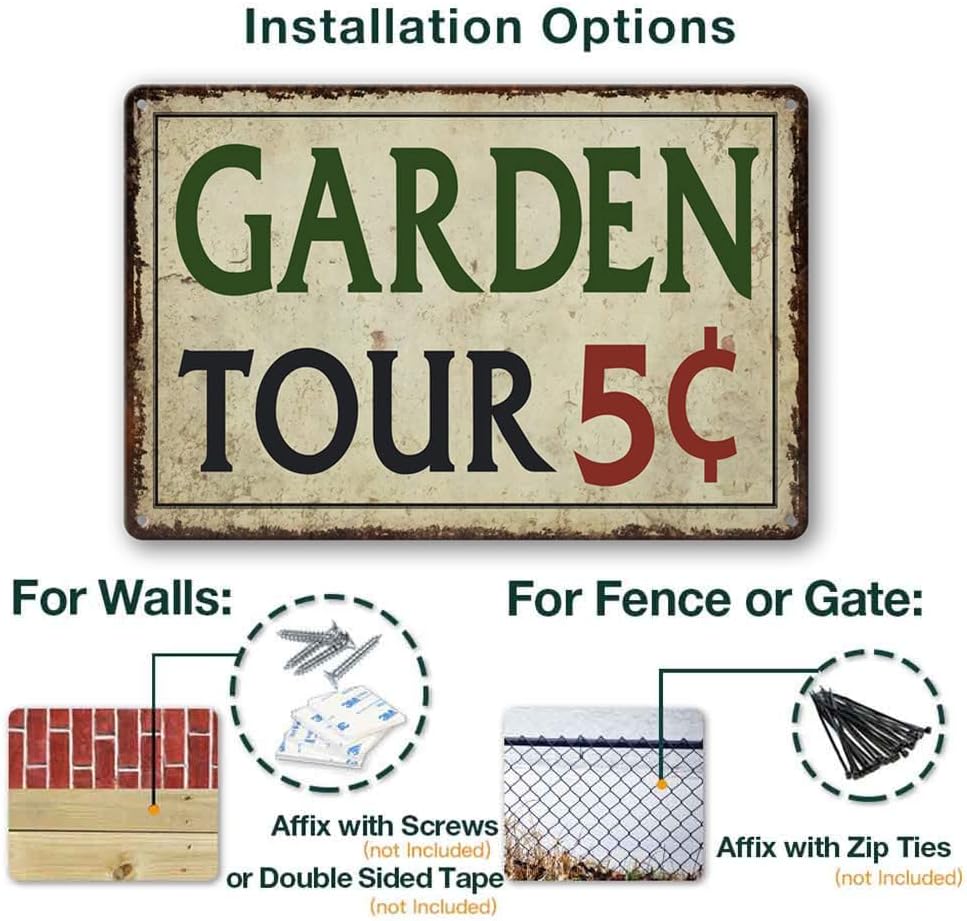 Garden Tours 5 Cents Tin Sign Home Decor