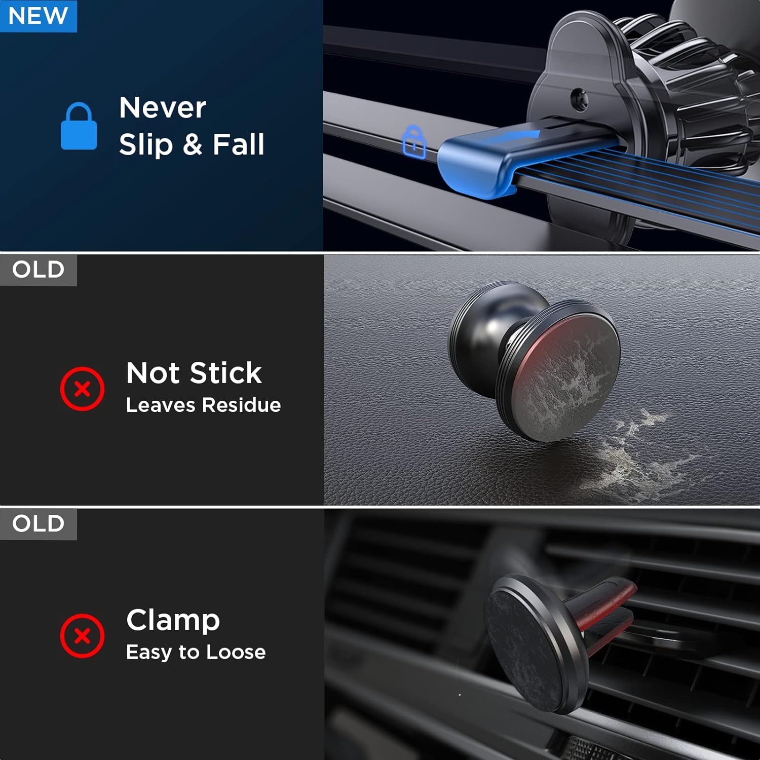 Magnetic Phone Holder for Car, 6 Strong Magnets, Compatible with All Smartphones & Tablets, Gold