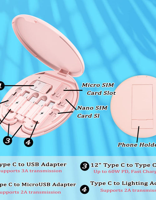 Load image into Gallery viewer, Multi USB Charging Adapter Cable Kit, USB C to Lighting Adapter Box  (Pink)

