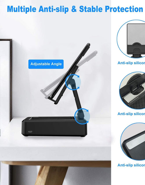 Load image into Gallery viewer, Cell Phone Stand with Wireless Bluetooth Speaker and Anti-Slip Base HD Surround Sound, Black
