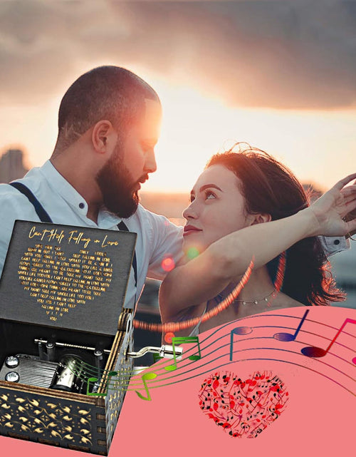 Load image into Gallery viewer, Can&#39;t Help Falling in Love Wood Music Box, Antique Engraved Musical Boxes, Black
