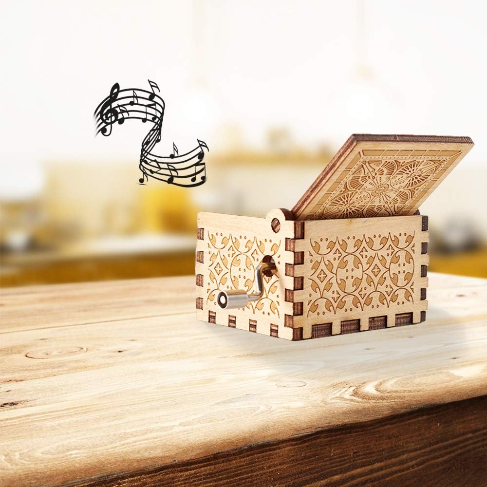 Gifts for Mom Music Box from Daughter Hand Crank Engraved Musical Box