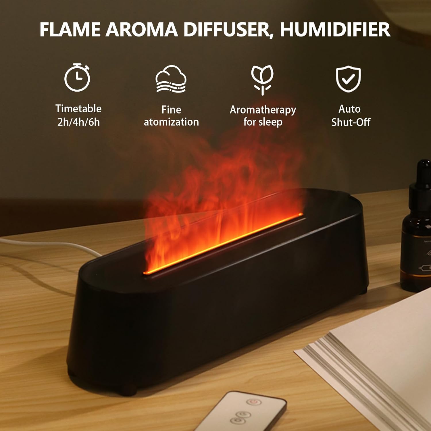 Air Humidifier with 7 Colors Light, Aromatherapy Diffuser, Oil Diffuser, Black