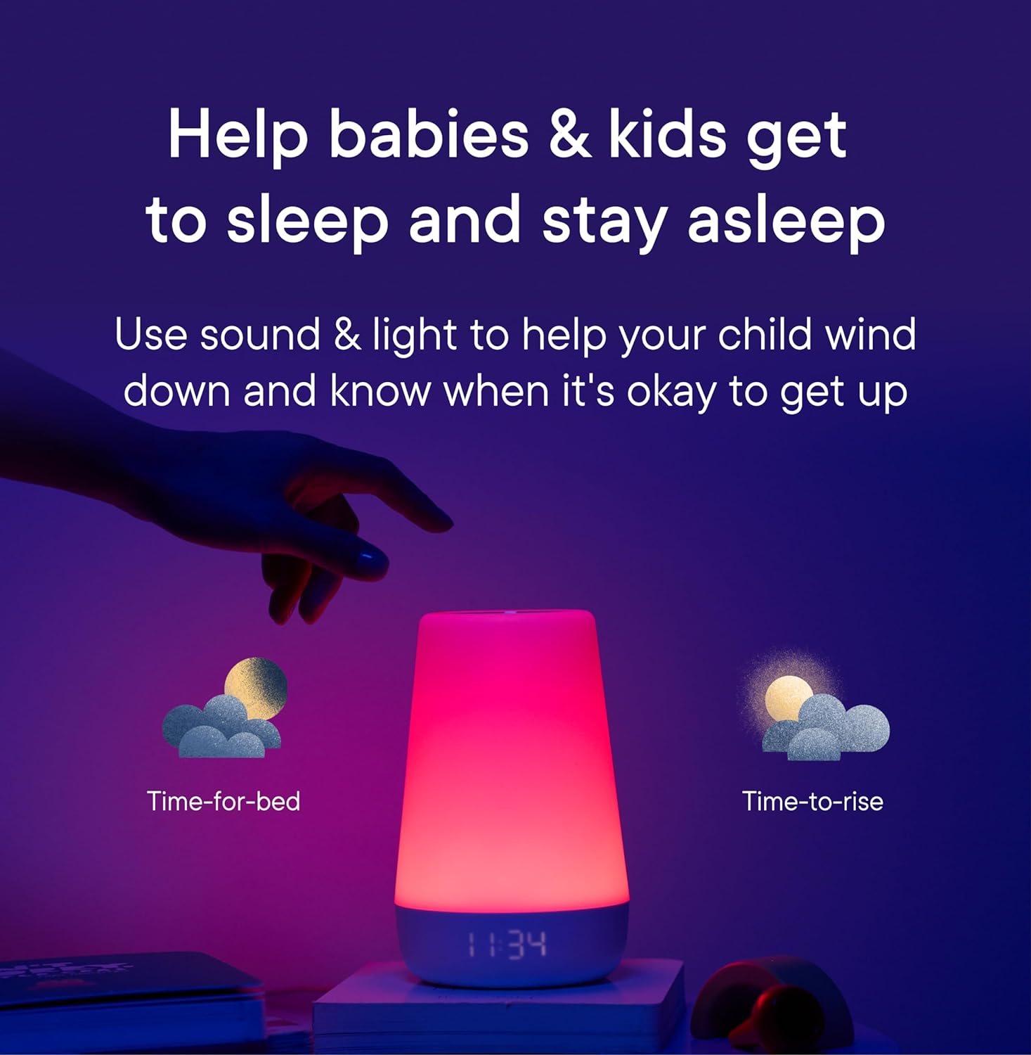 Rest Baby Sound Machine, Night Light | 2nd Gen | Sleep Trainer, Time-to-Rise Alarm Clock, White