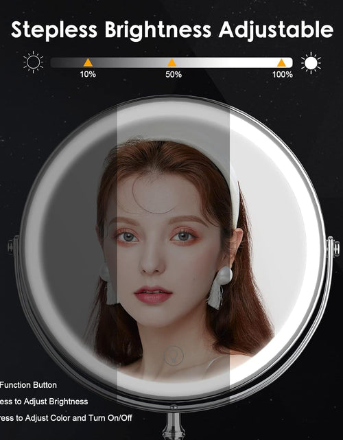 Load image into Gallery viewer, Lighted Makeup Mirror, 8&quot; Rechargeable Double Sided Magnifying Mirror with 3 Colors, 1x/10x 360° Rotation Touch, Chrome
