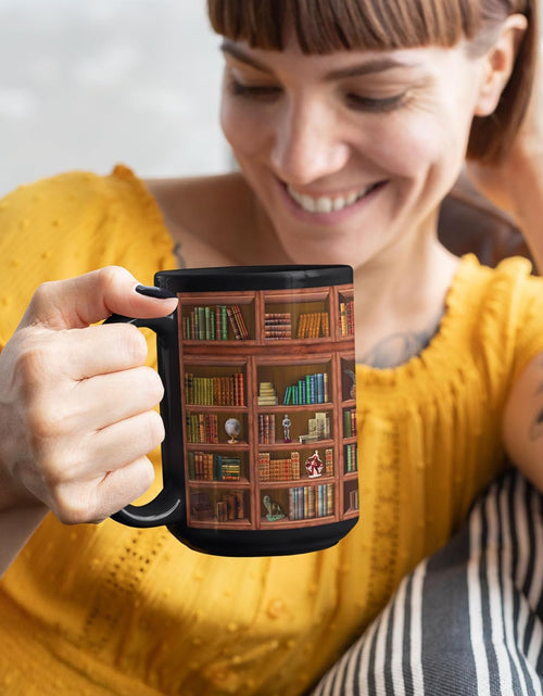 Load image into Gallery viewer, Library Bookshelf Mug Gifts For Book Lovers Women,  Mug Librarian Book Lovers Gifts for Readers Writer Black 15oz
