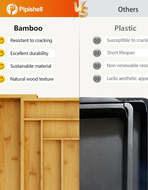Load image into Gallery viewer, Bamboo Expandable Drawer Organizer for Utensils Holder, Adjustable Cutlery Tray, Natural
