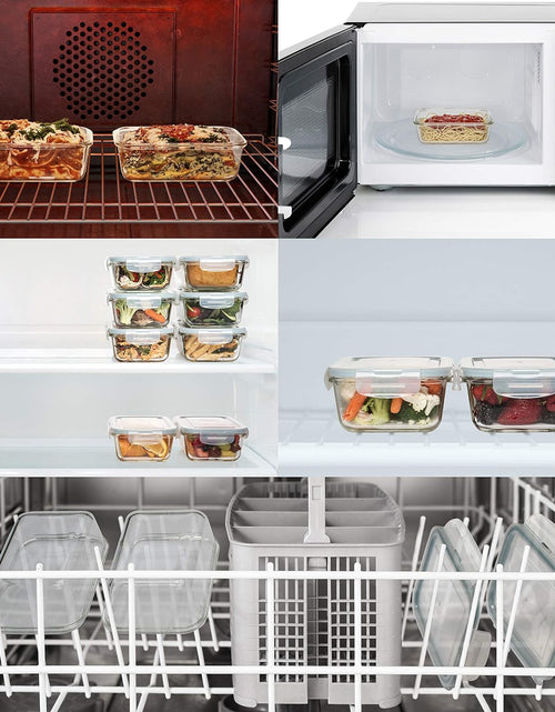 Load image into Gallery viewer, 10 PC Glass Food Storage Containers with Multi Color Lids - 63, 40, 28, 25 &amp; 11 Oz Airtight &amp; Leakproof Lunch Bento Boxes
